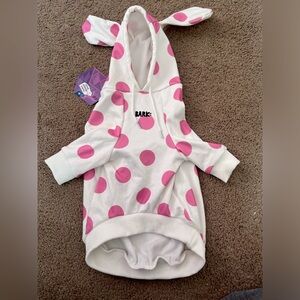 Pink polkadot elephant dog hoodie